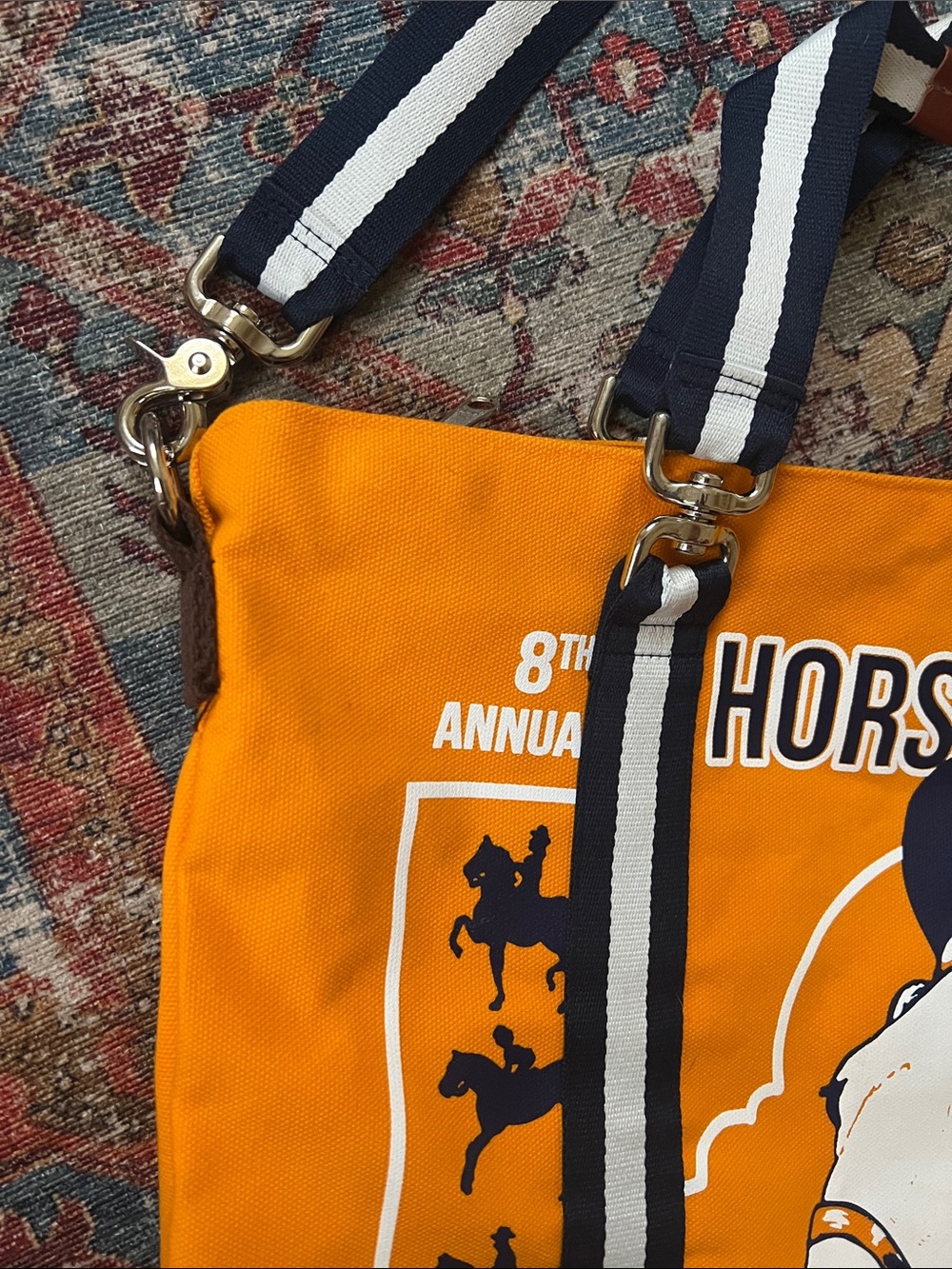 Rebecca Ray Mary Ann Horse Show Tote in orange Equestrian Dallas Pa. - Picture 2 of 11